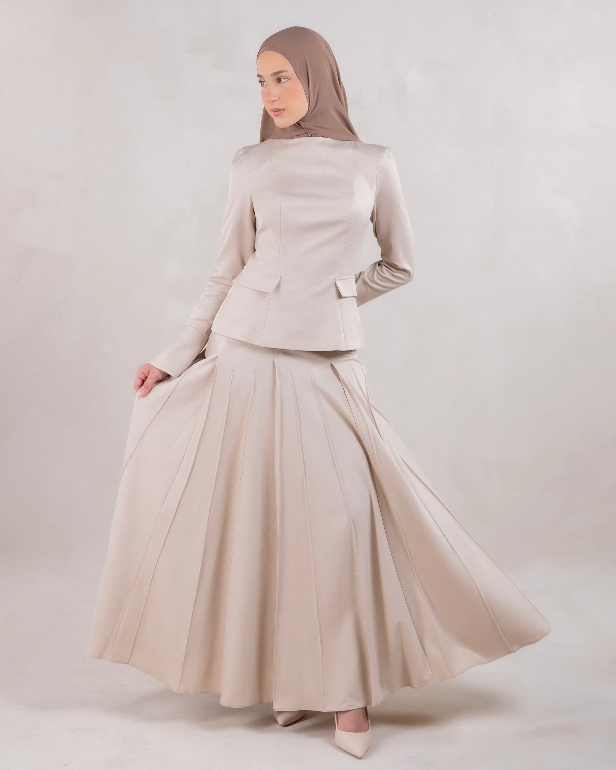 Amara Pleated Skirt | Oatmeal – batulthecollection