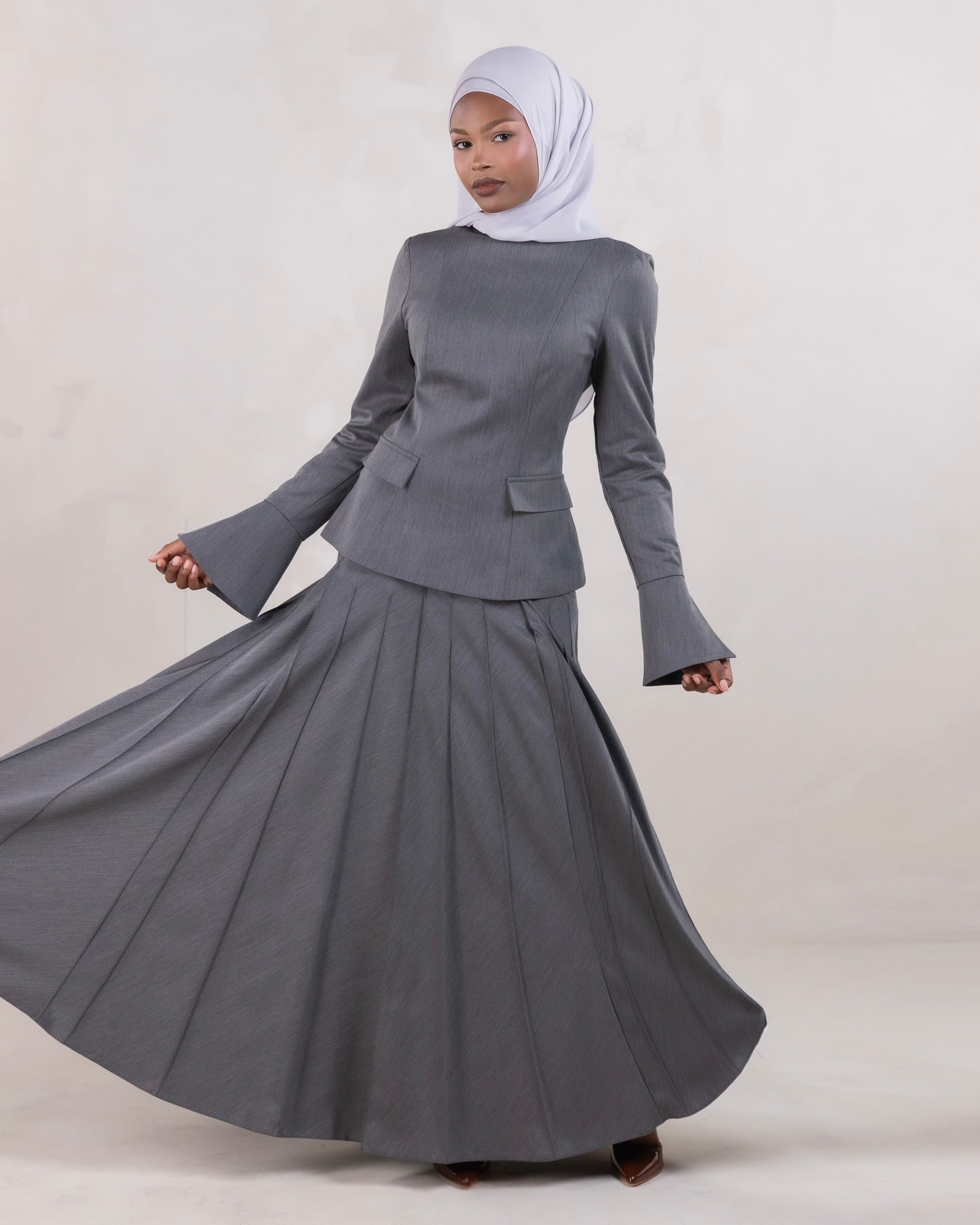 Amara Pleated Skirt | Charcoal