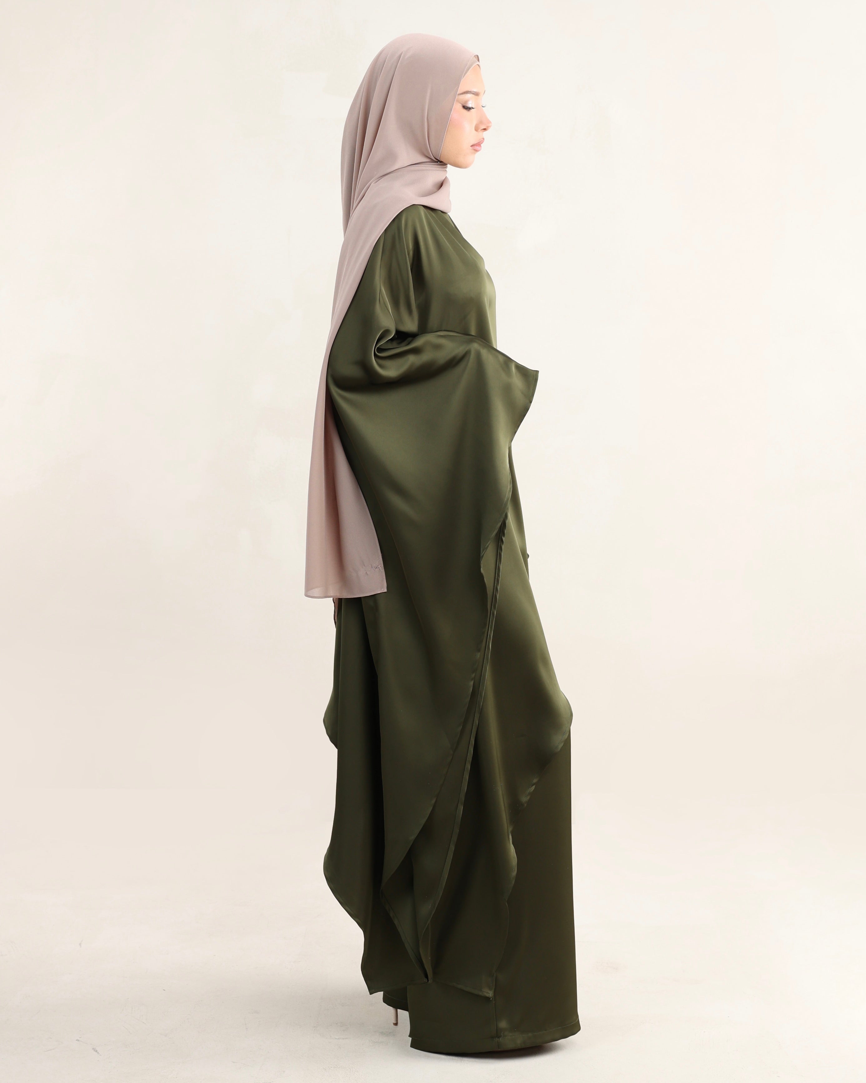 Luna Asymmetrical Drape Set | Olive