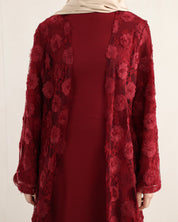 Wardeh Floral Abaya | Burgundy