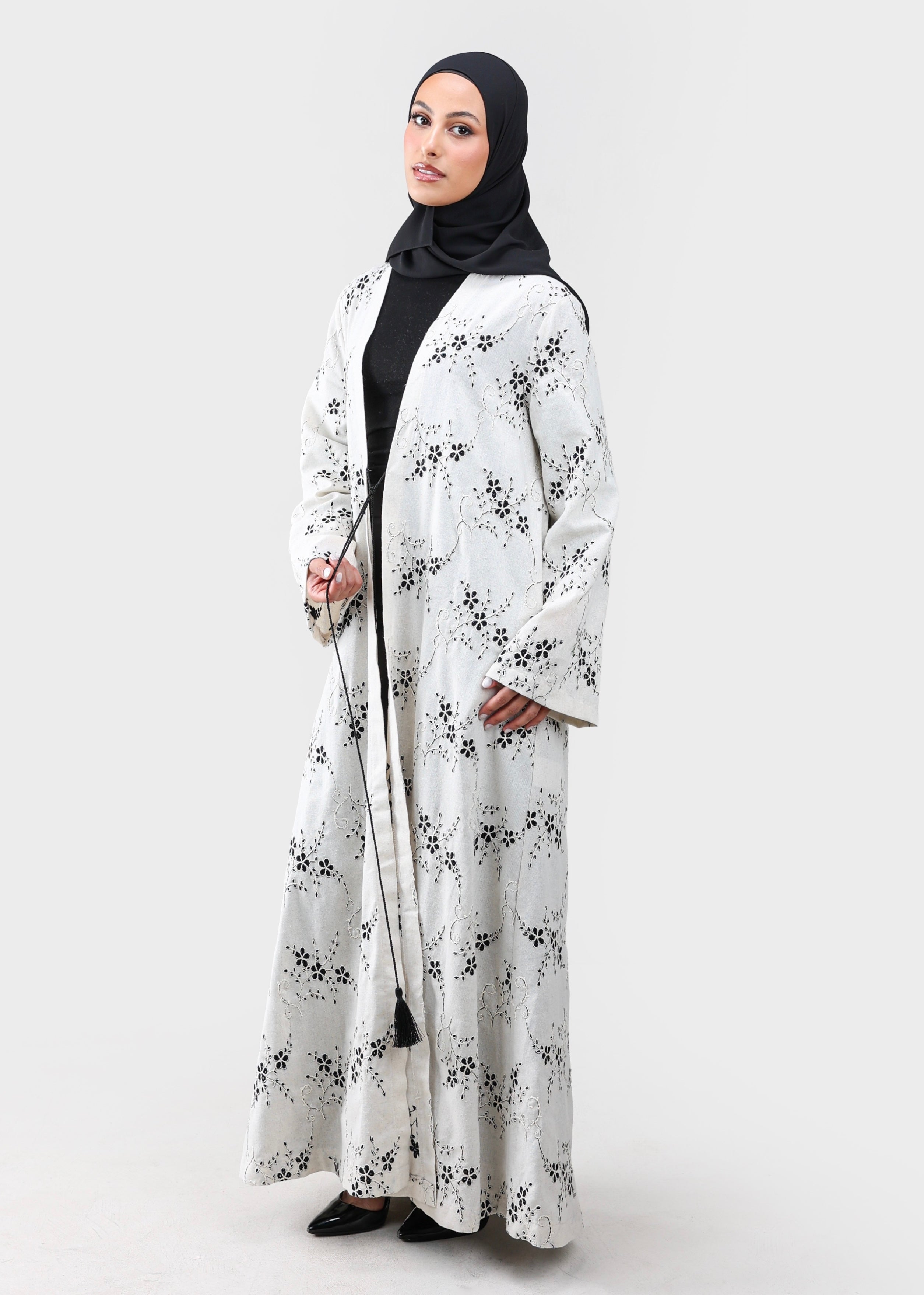 Lamees Linen Embroidered Abaya