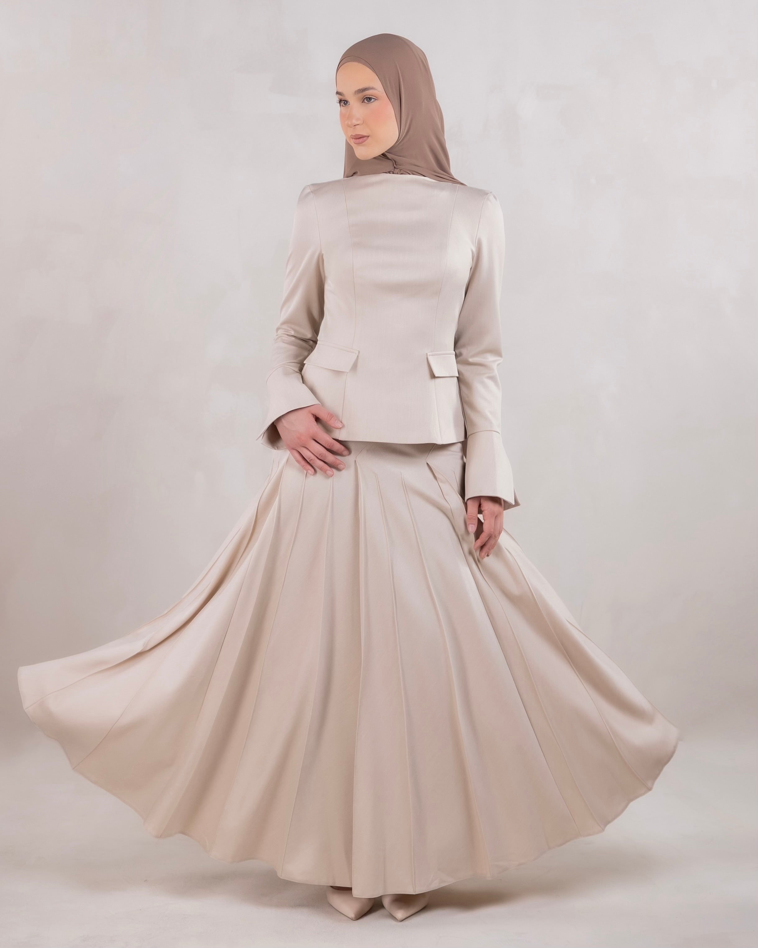 Amara Pleated Skirt | Oatmeal