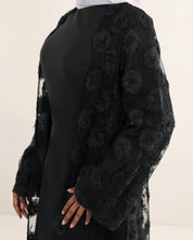 Wardeh Floral Abaya | Noir
