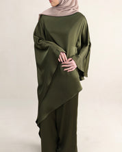 Luna Asymmetrical Drape Set | Olive