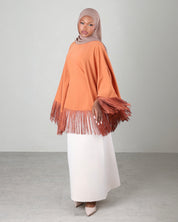 Lara Fringe Cape | Terracotta