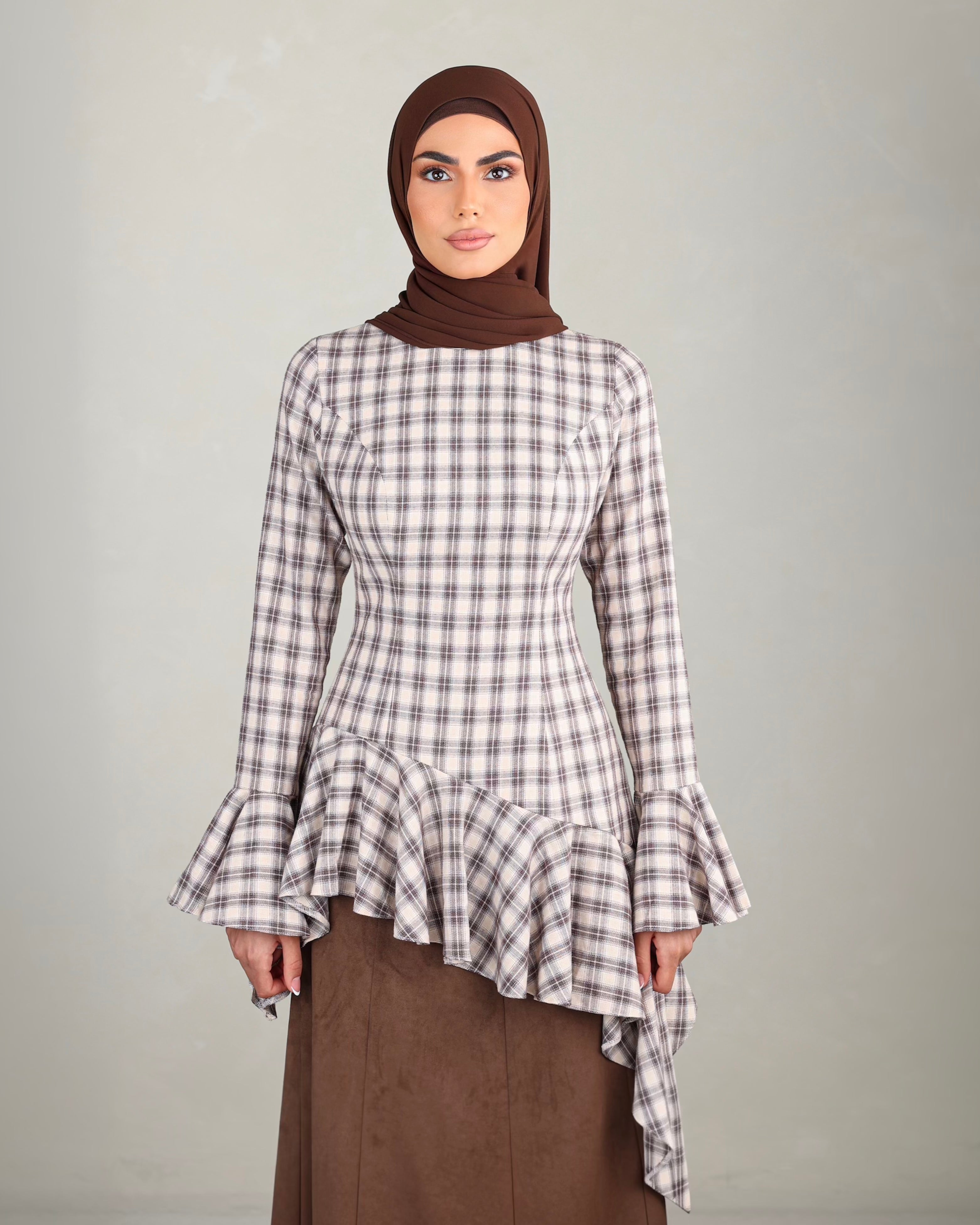 Nawal Ruffled Top | Plaid