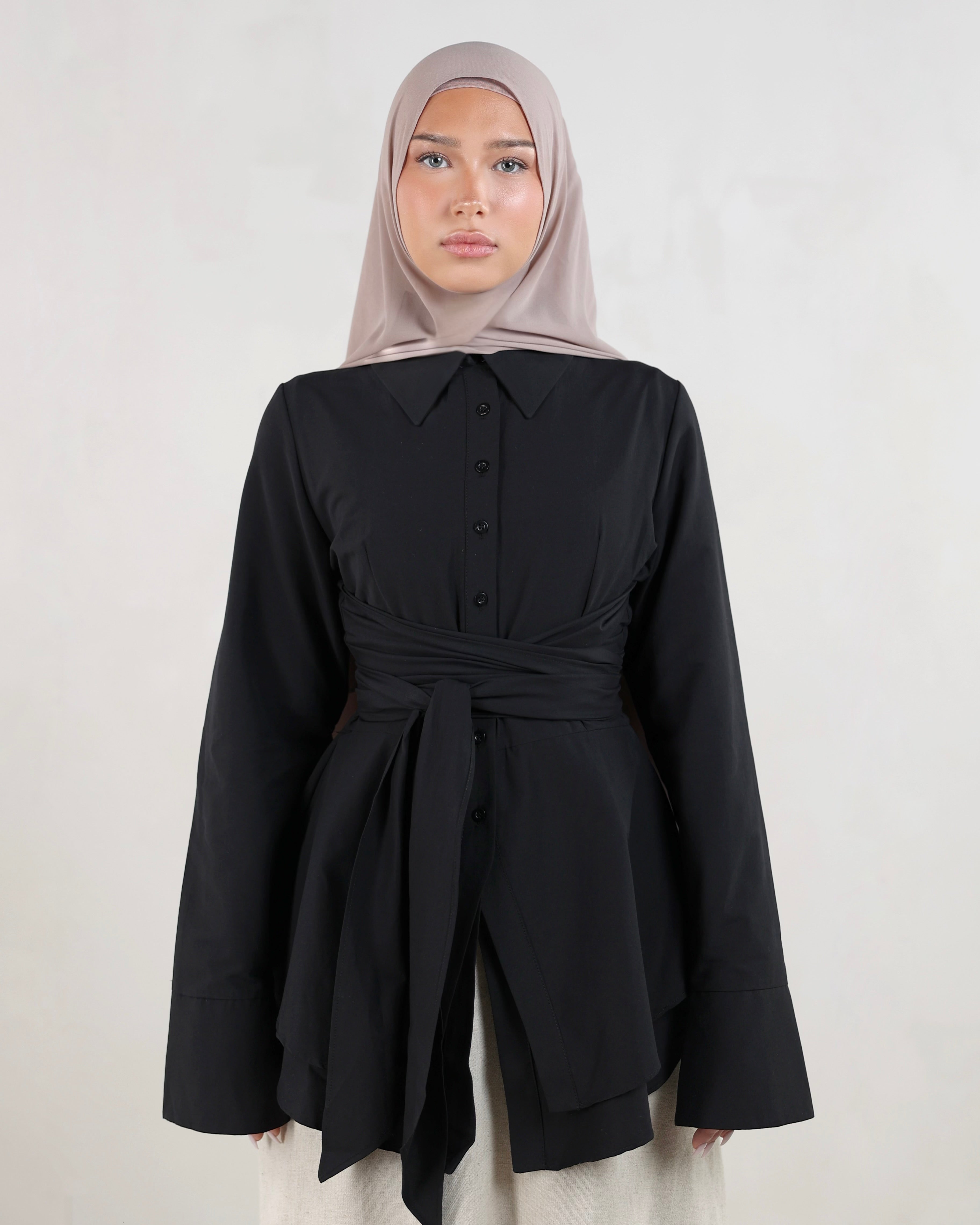 Hana Wrap Shirt | Noir