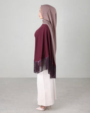 Lara Fringe Cape | Burgundy