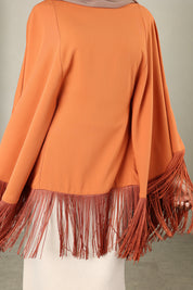 Lara Fringe Cape | Terracotta