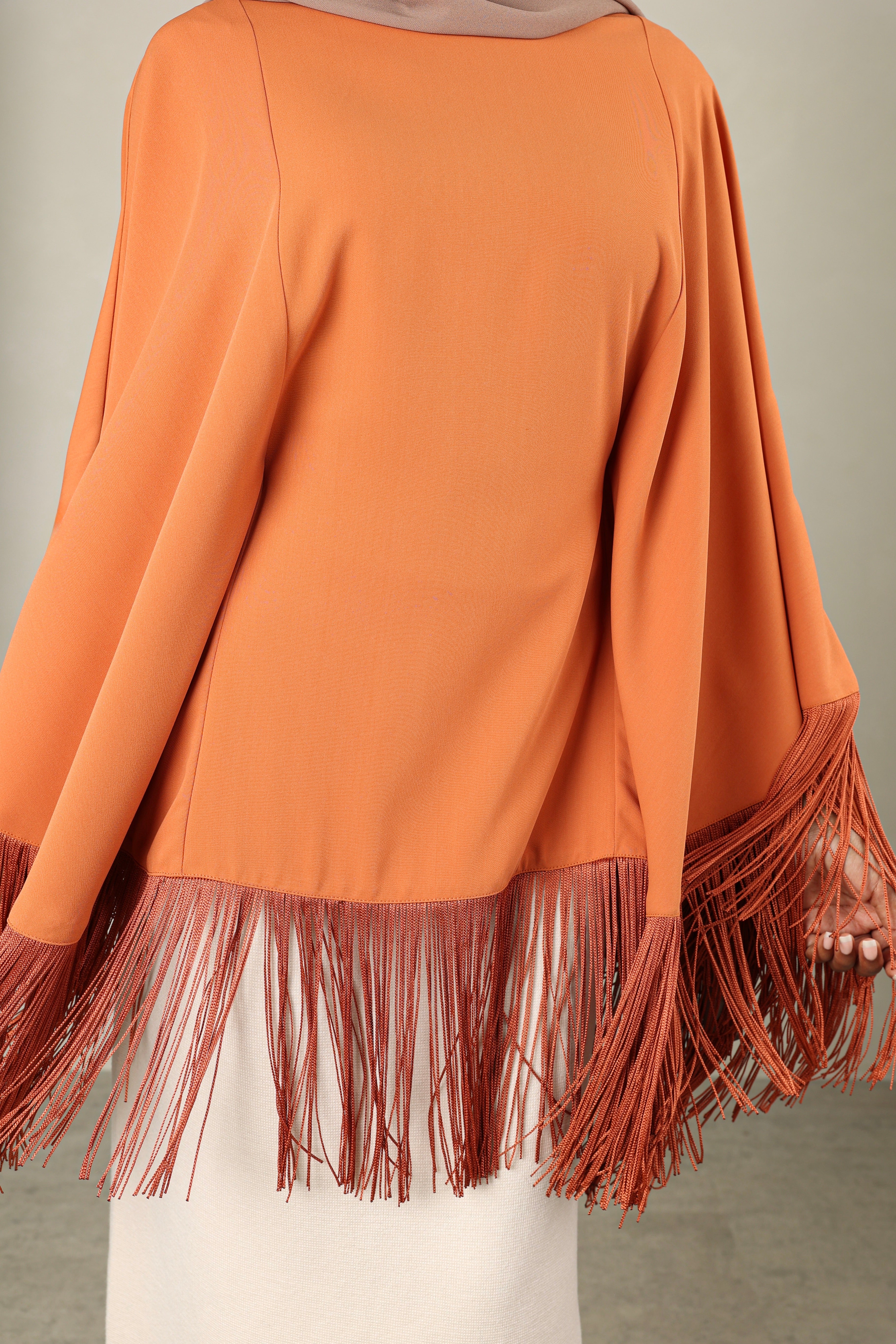 Lara Fringe Cape | Terracotta