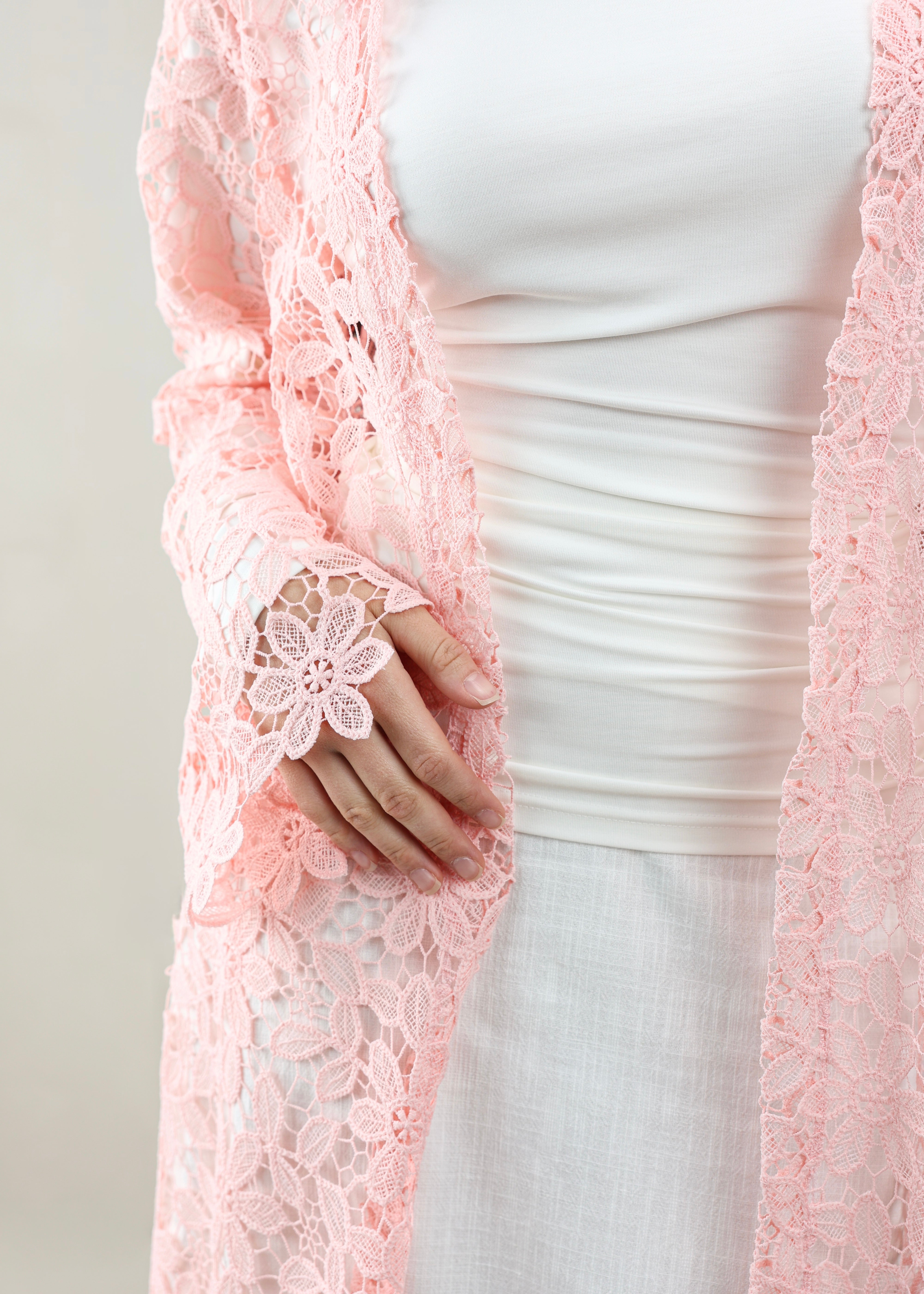 Catalina Crochet Abaya | Pink