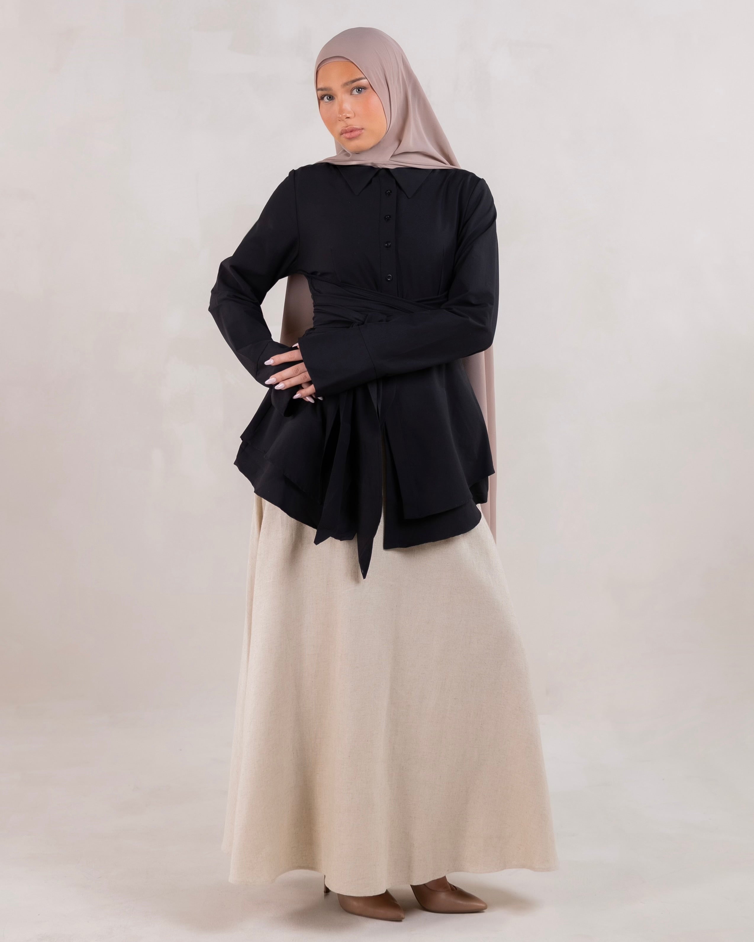 Hana Wrap Shirt | Noir