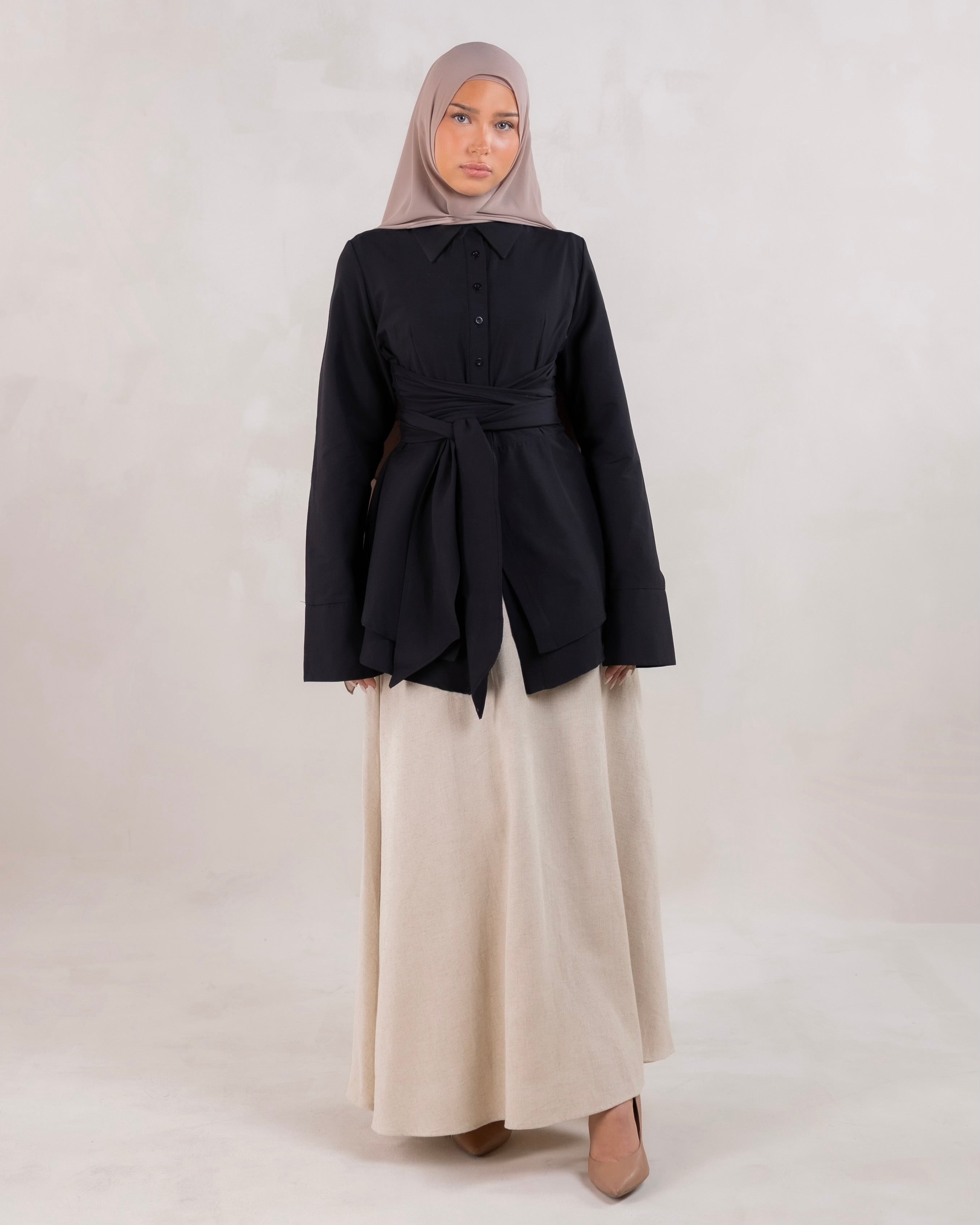 Hana Wrap Shirt | Noir