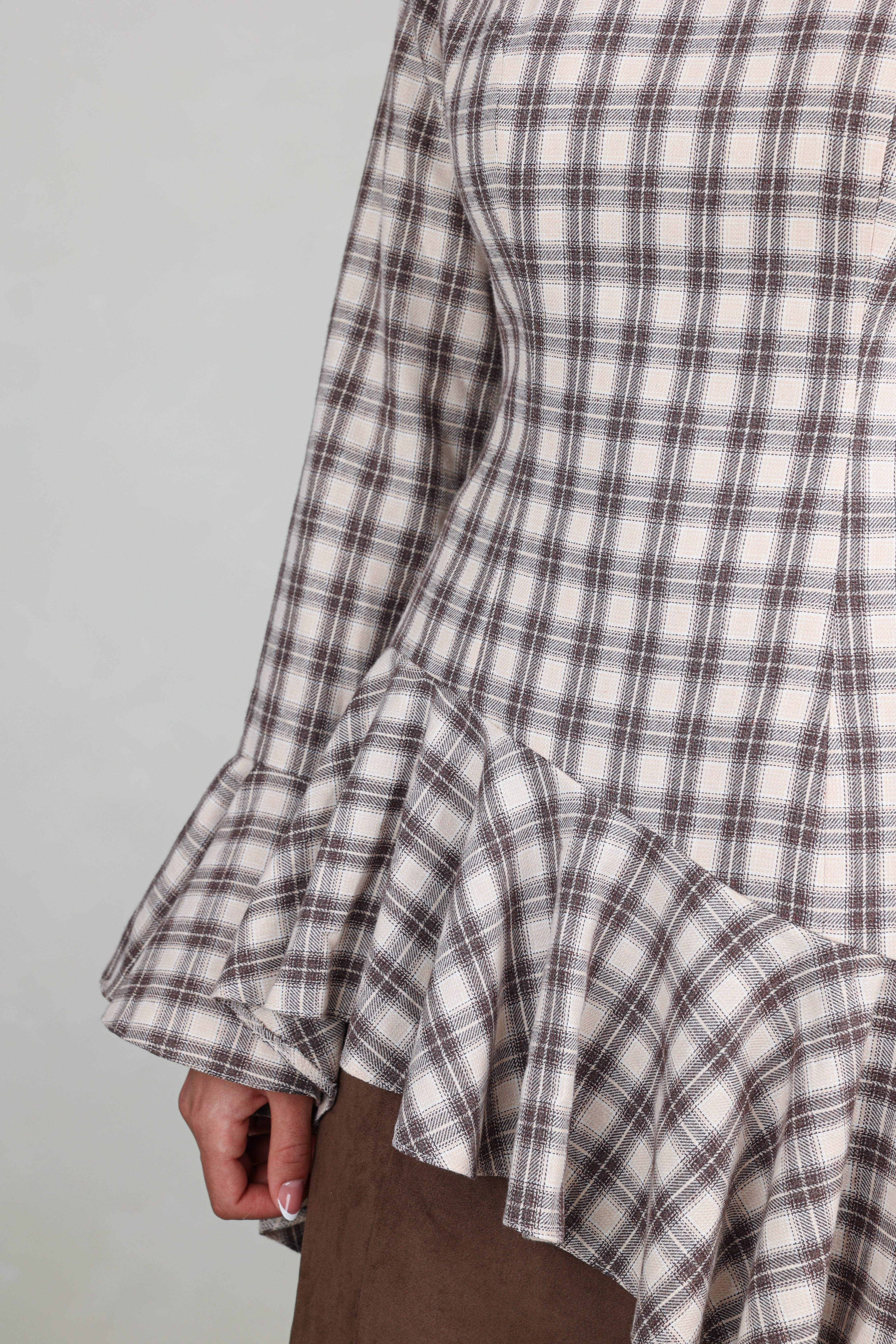 Nawal Ruffled Top | Plaid