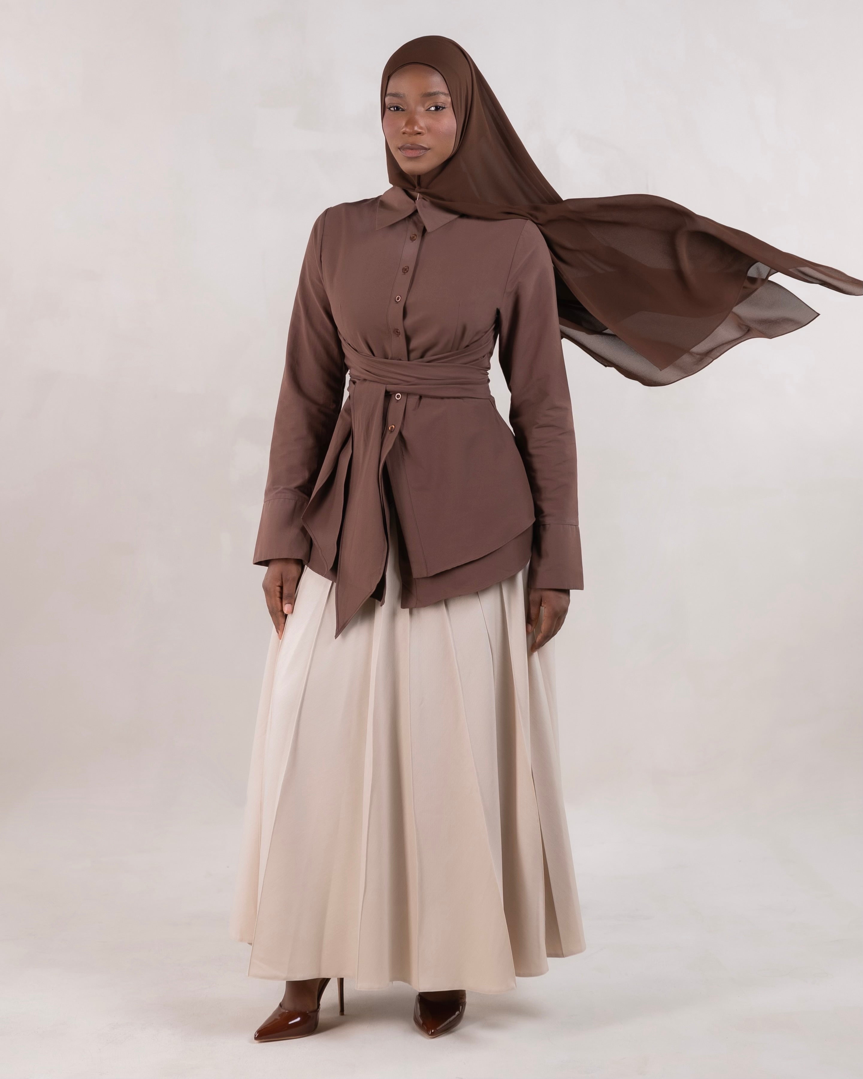 Hana Wrap Shirt | Chocolate