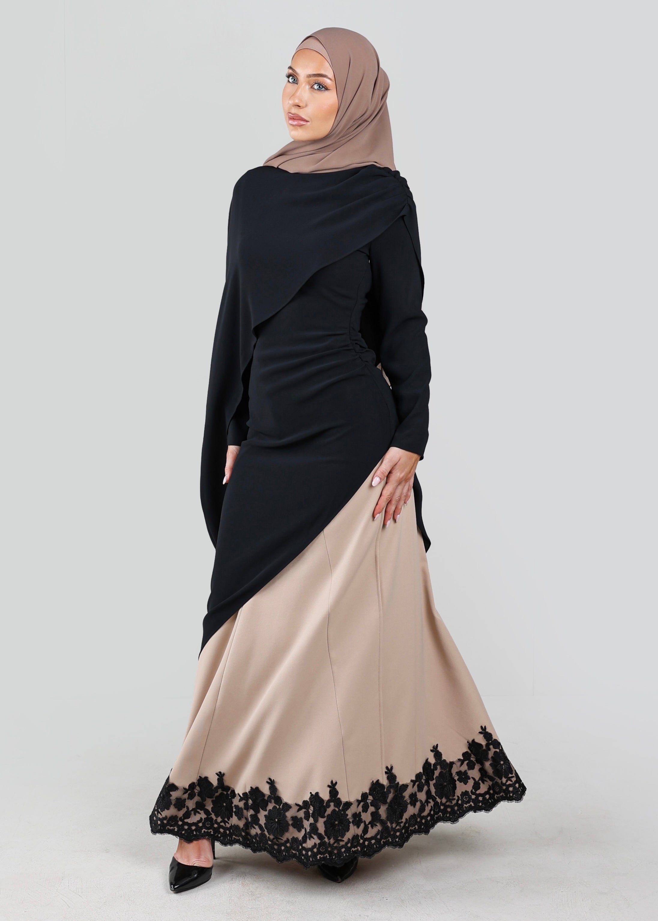 Aleen Asymmetrical Cape Tunic | Noir