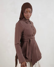 Hana Wrap Shirt | Chocolate