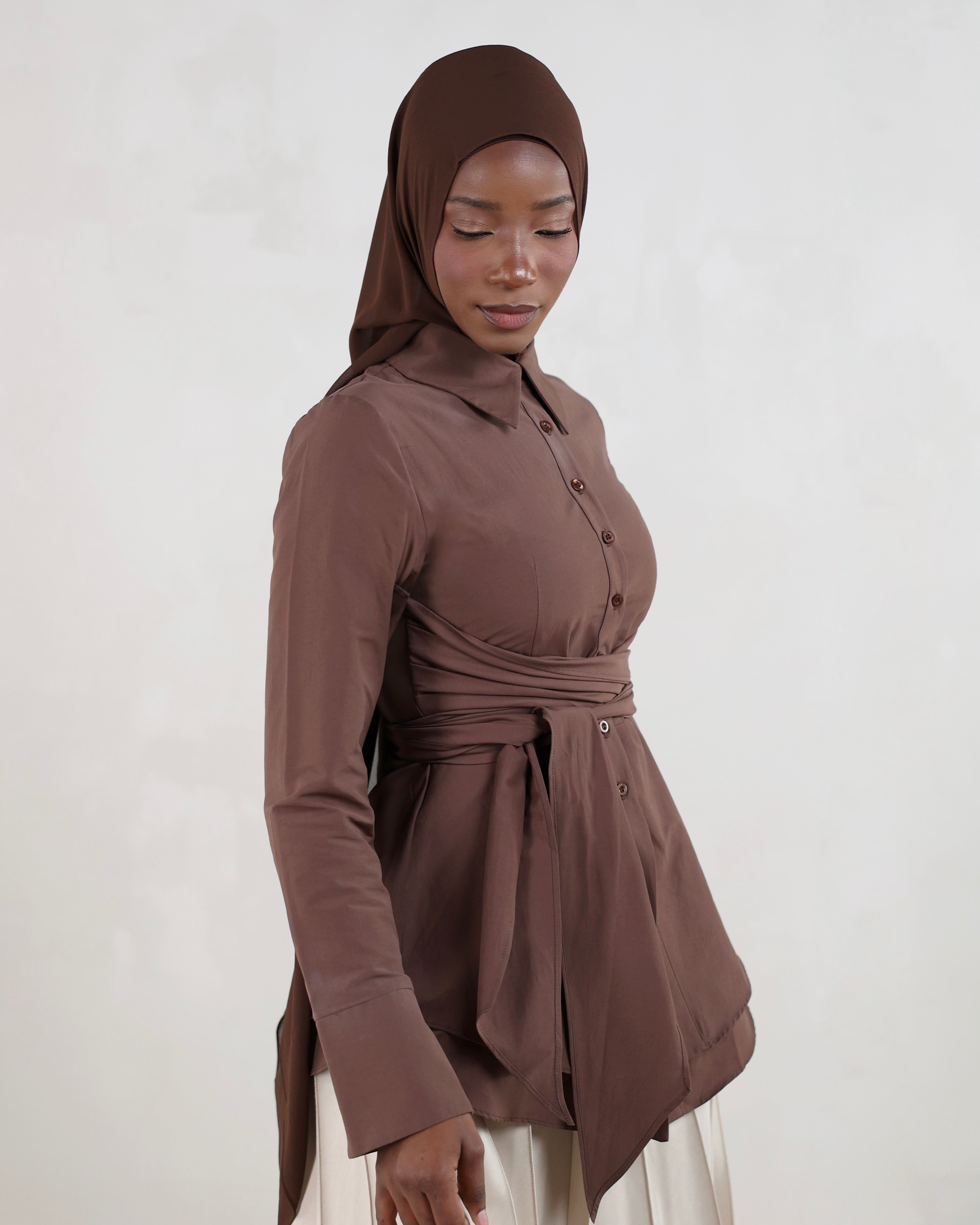 Hana Wrap Shirt | Chocolate