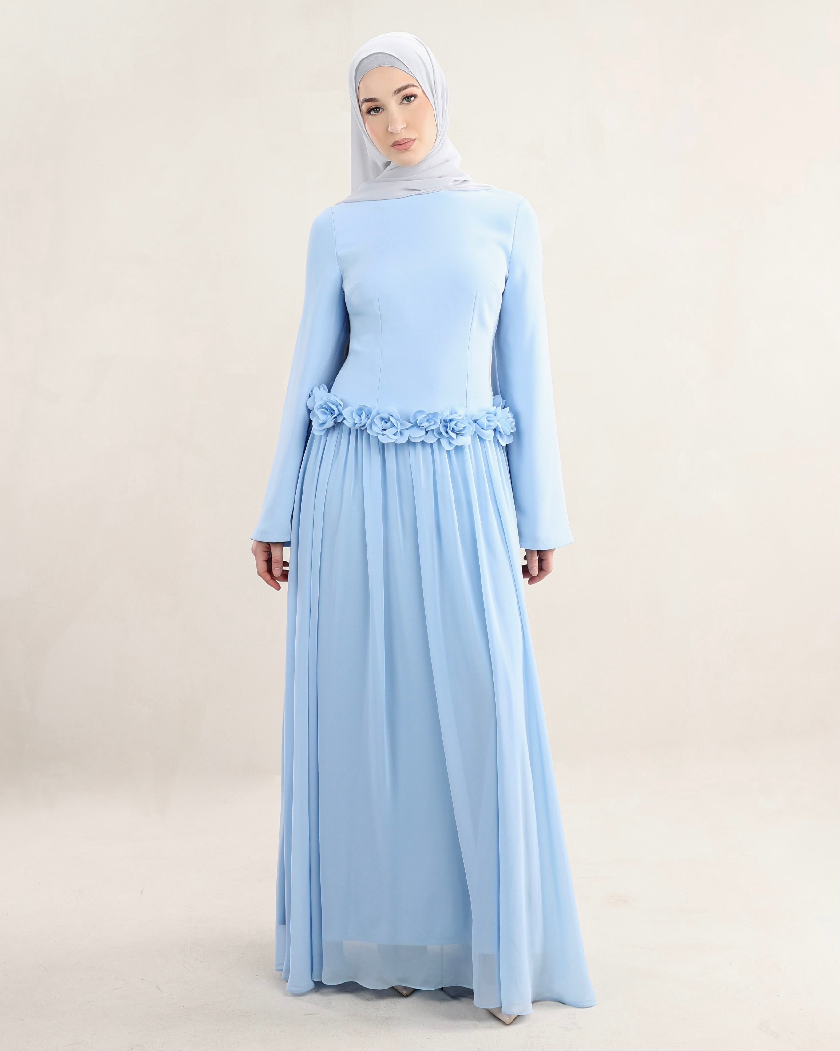 Amaya Flowerfall Gown | Baby Blue