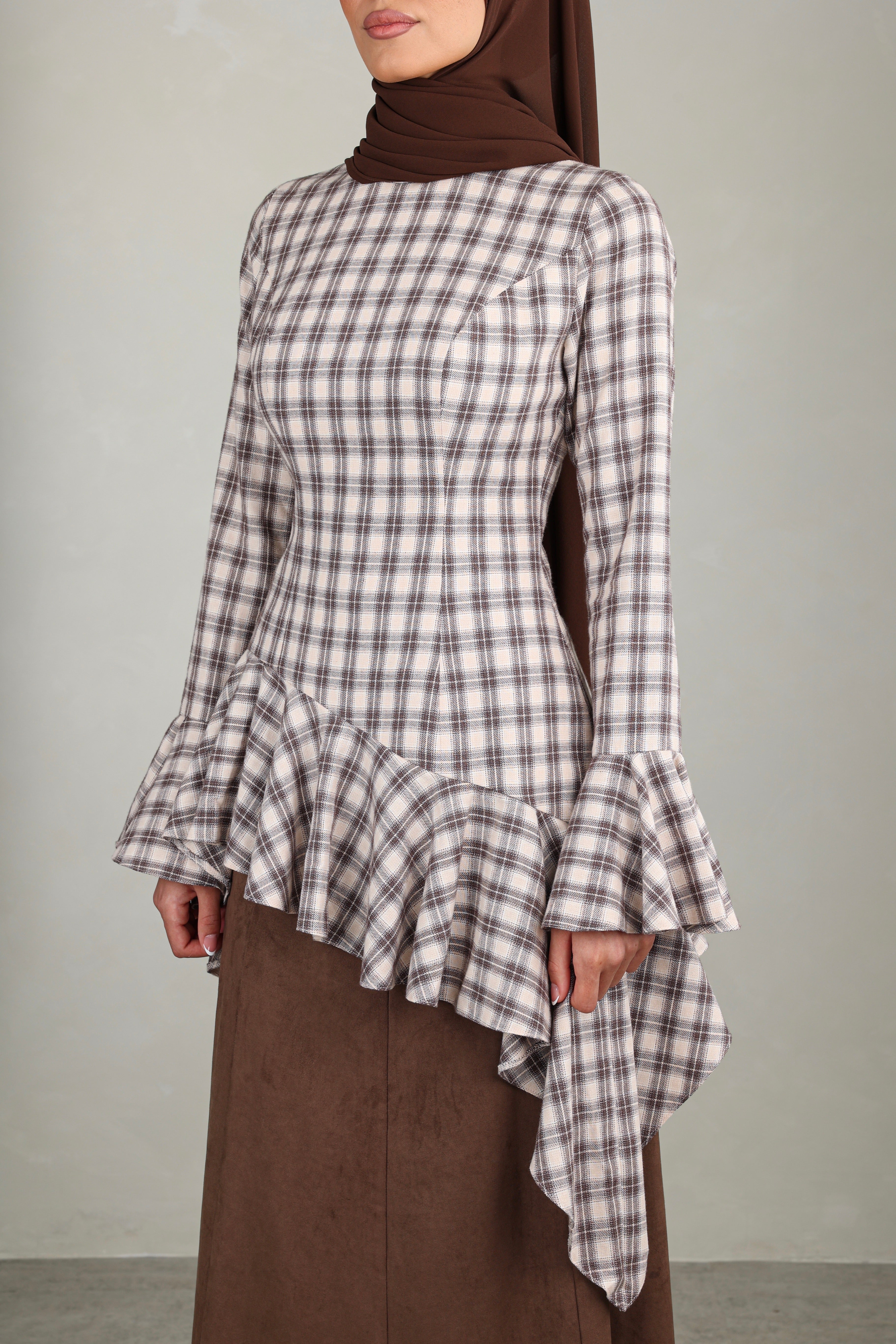 Nawal Ruffled Top | Plaid