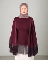 Lara Fringe Cape | Burgundy