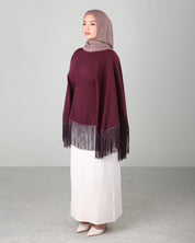 Lara Fringe Cape | Burgundy