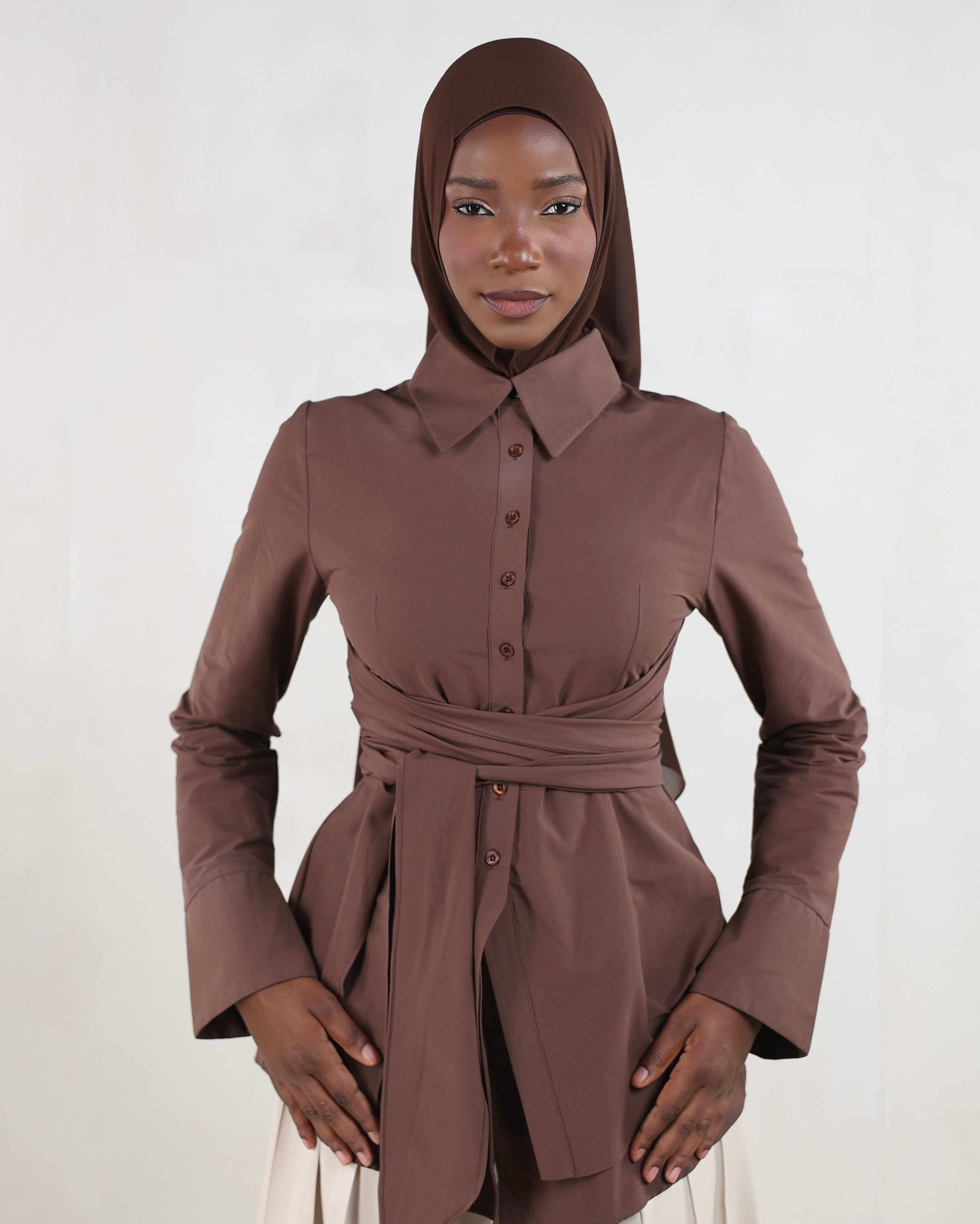Hana Wrap Shirt | Chocolate