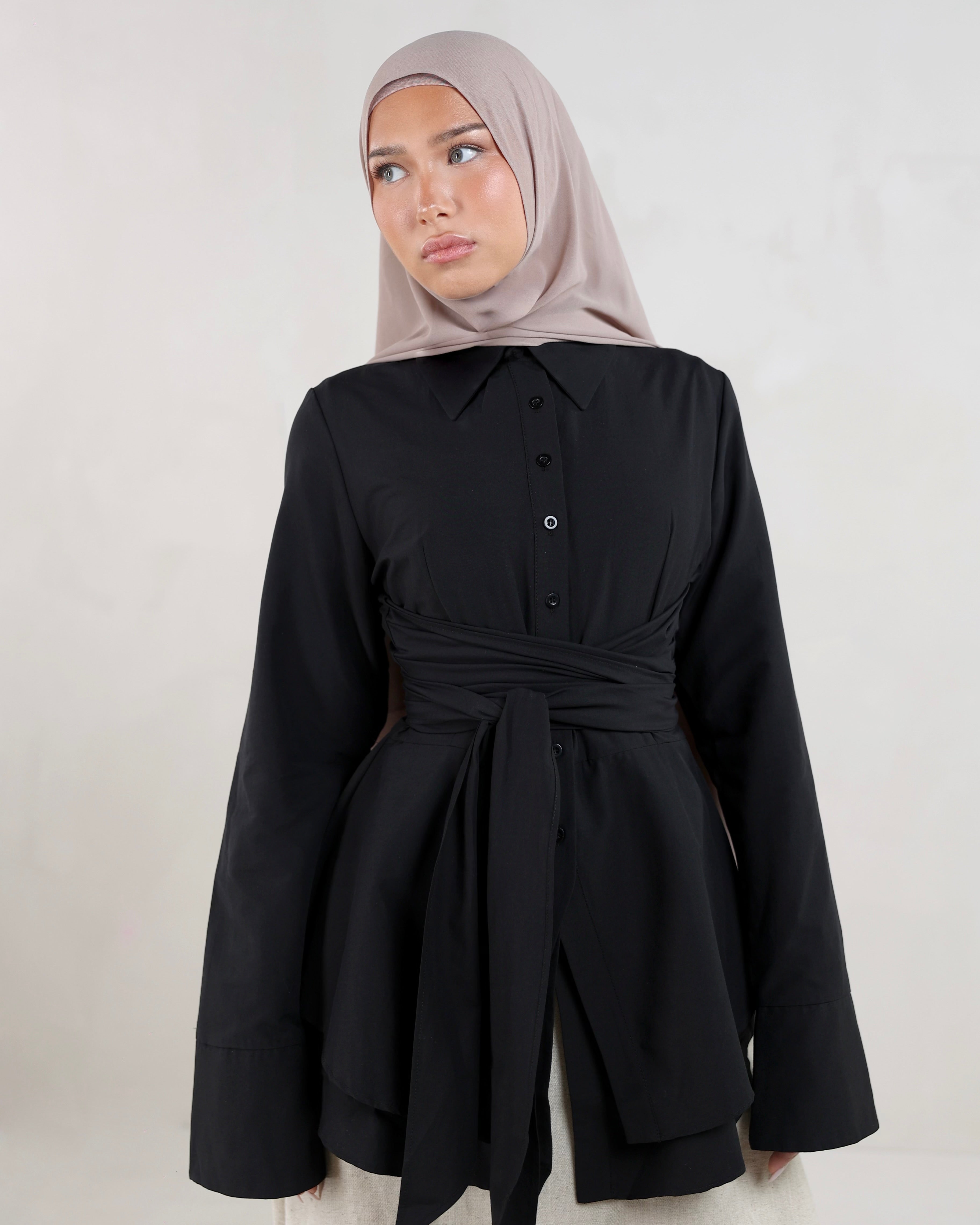 Hana Wrap Shirt | Noir