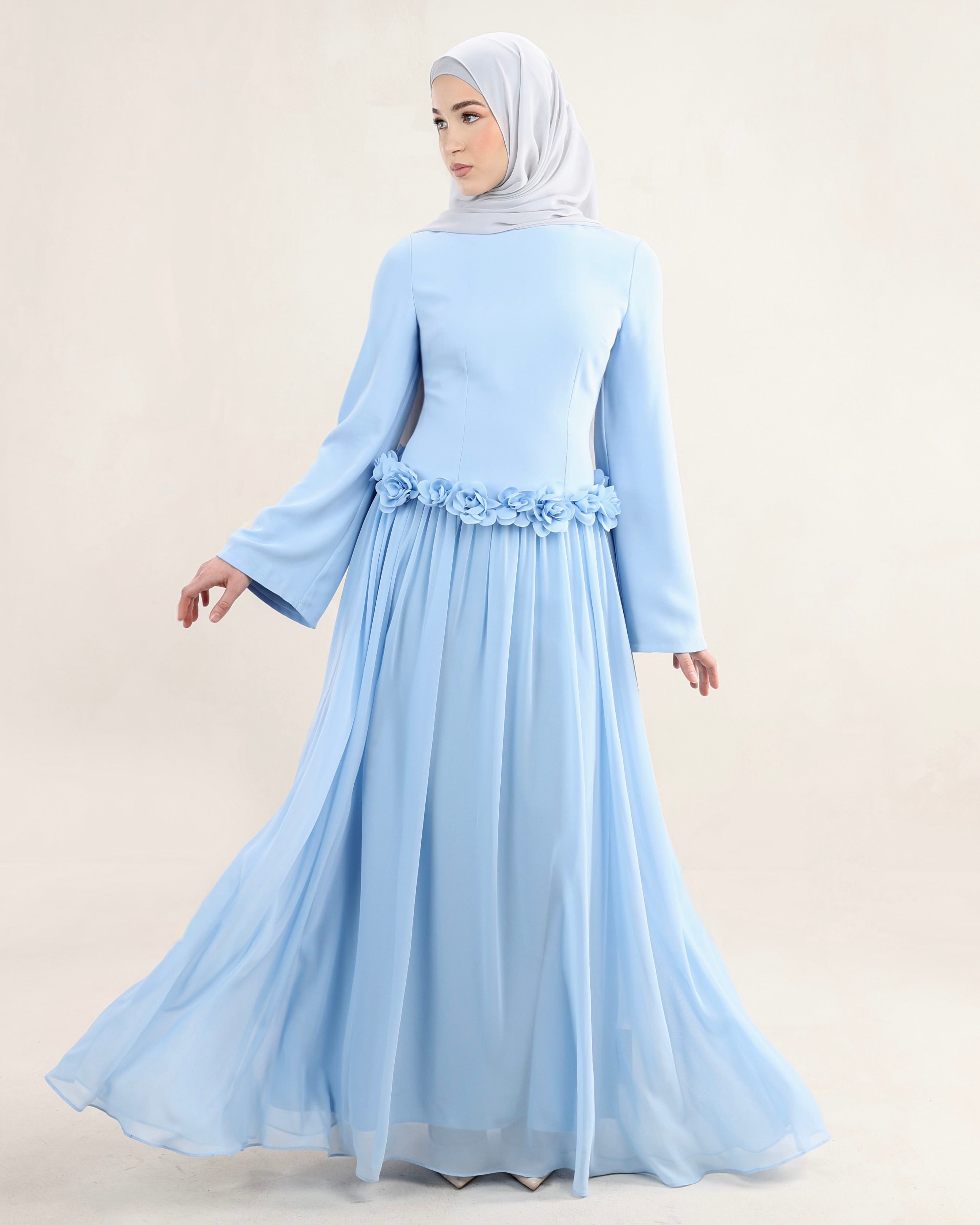 Amaya Flowerfall Gown | Baby Blue