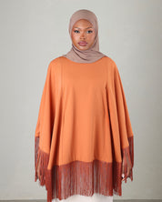 Lara Fringe Cape | Terracotta