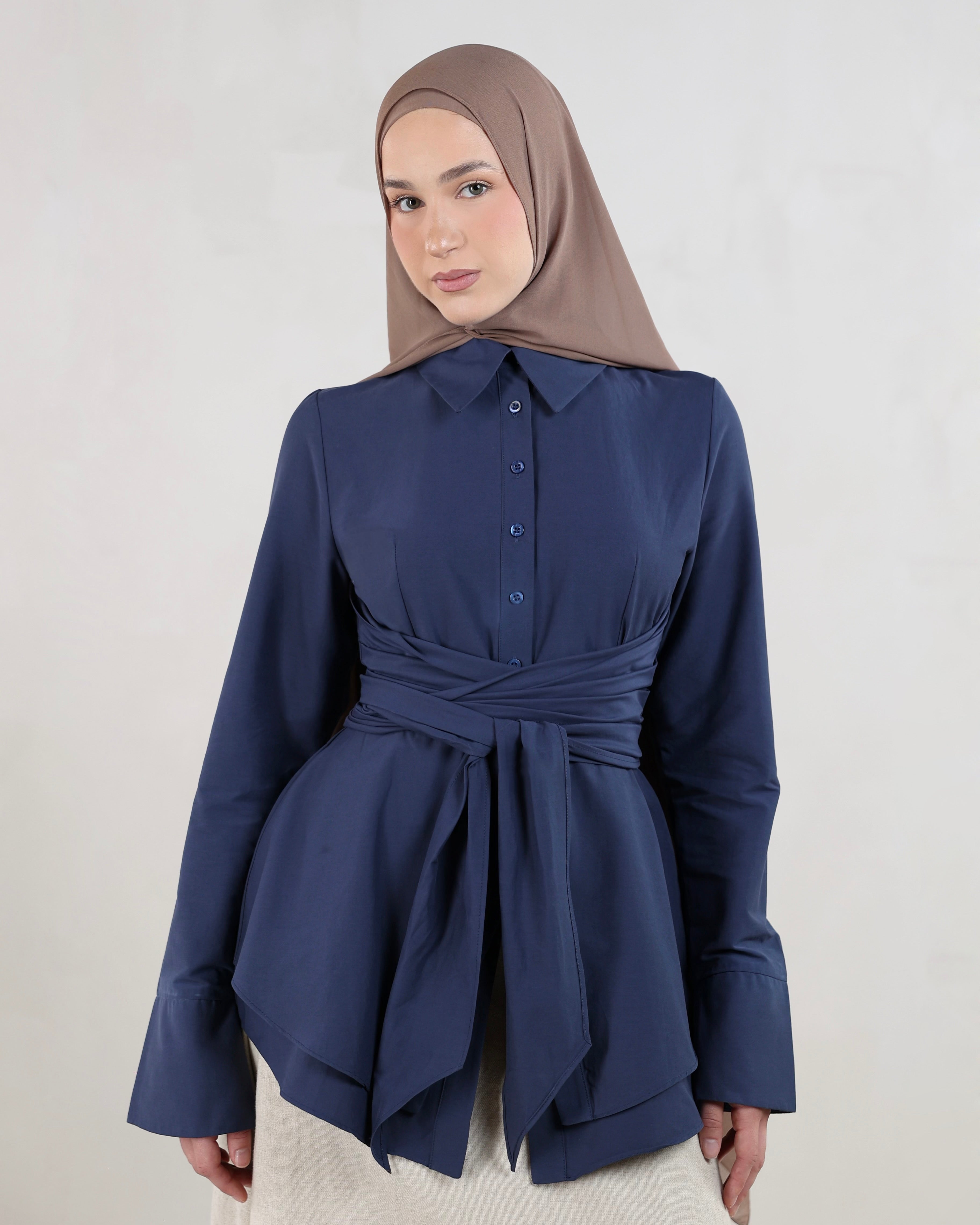 Hana Wrap Shirt | Denim Blue