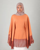 Lara Fringe Cape | Terracotta