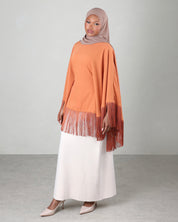 Lara Fringe Cape | Terracotta