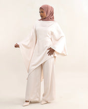 Luna Asymmetrical Drape Set | Cream