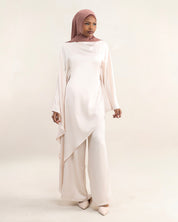 Luna Asymmetrical Drape Set | Cream