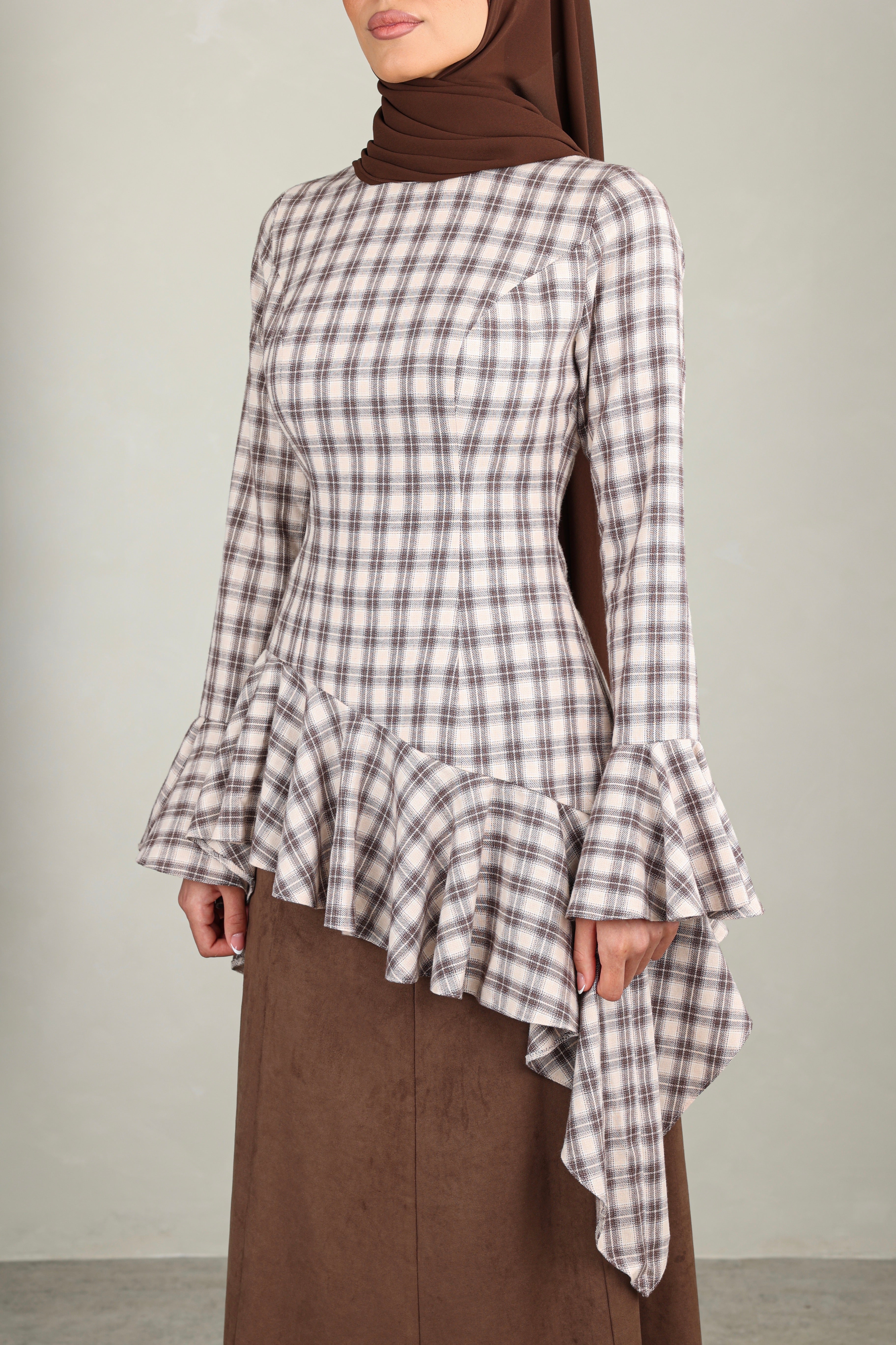 Nawal Ruffled Top | Plaid