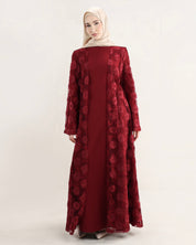 Wardeh Floral Abaya | Burgundy
