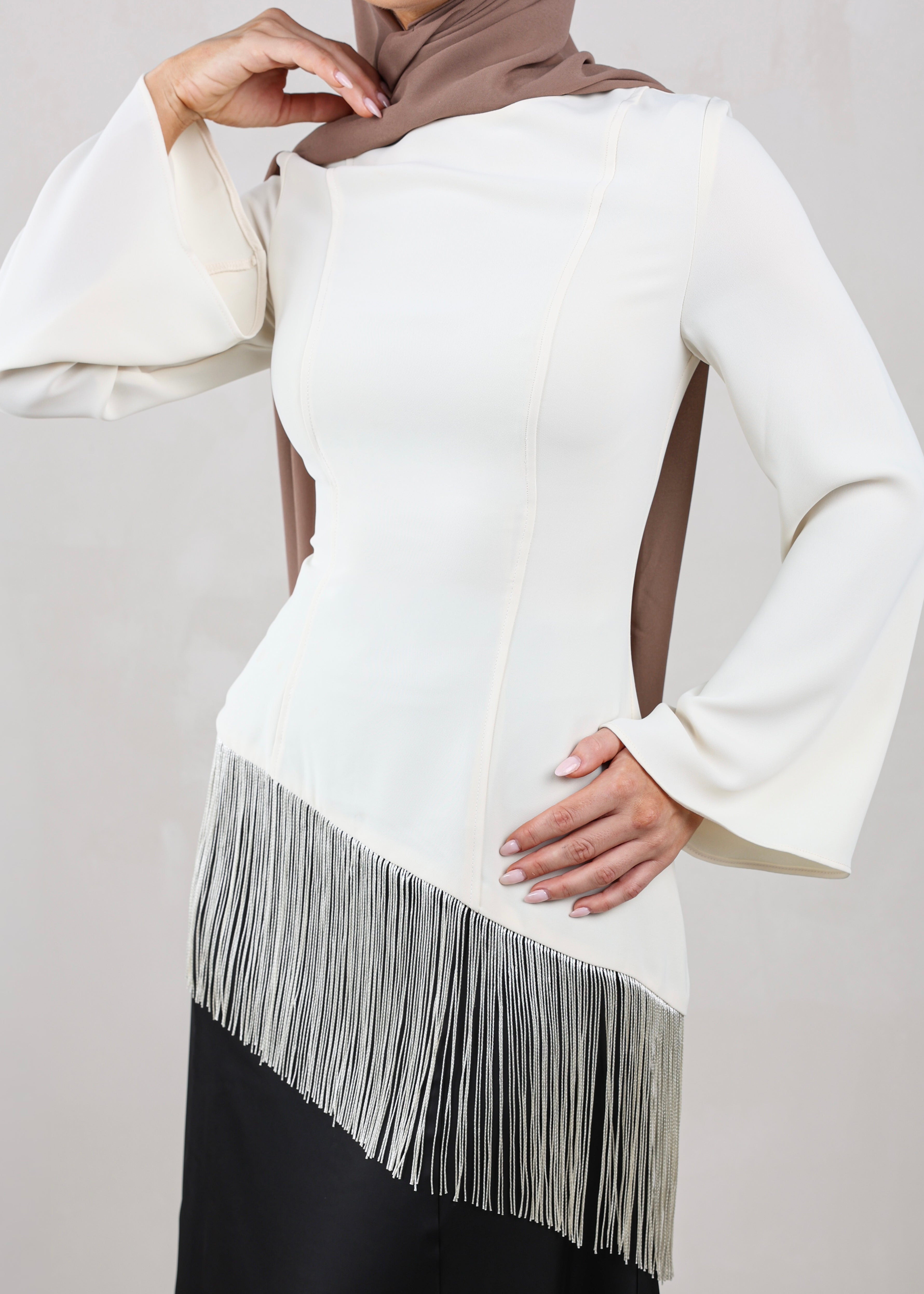 Iman Fringe Tunic | Ecru