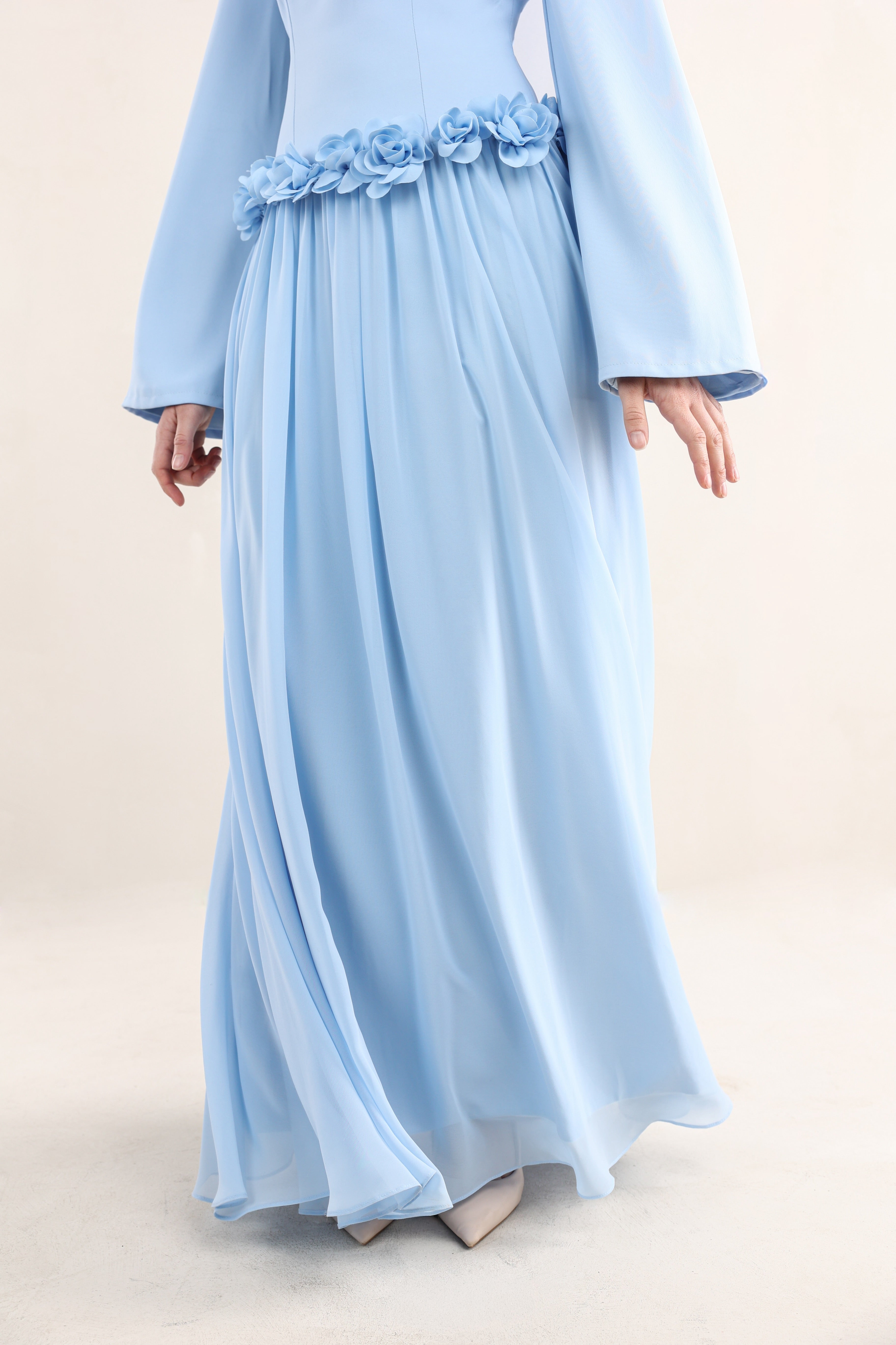Amaya Flowerfall Gown | Baby Blue