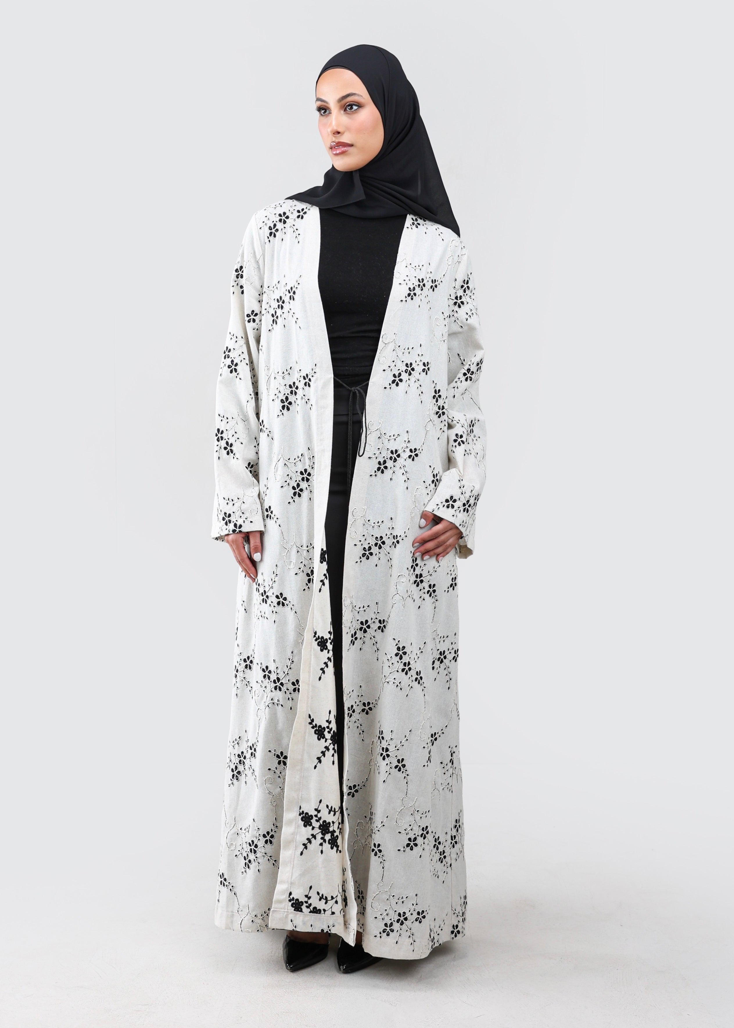 Lamees Linen Embroidered Abaya