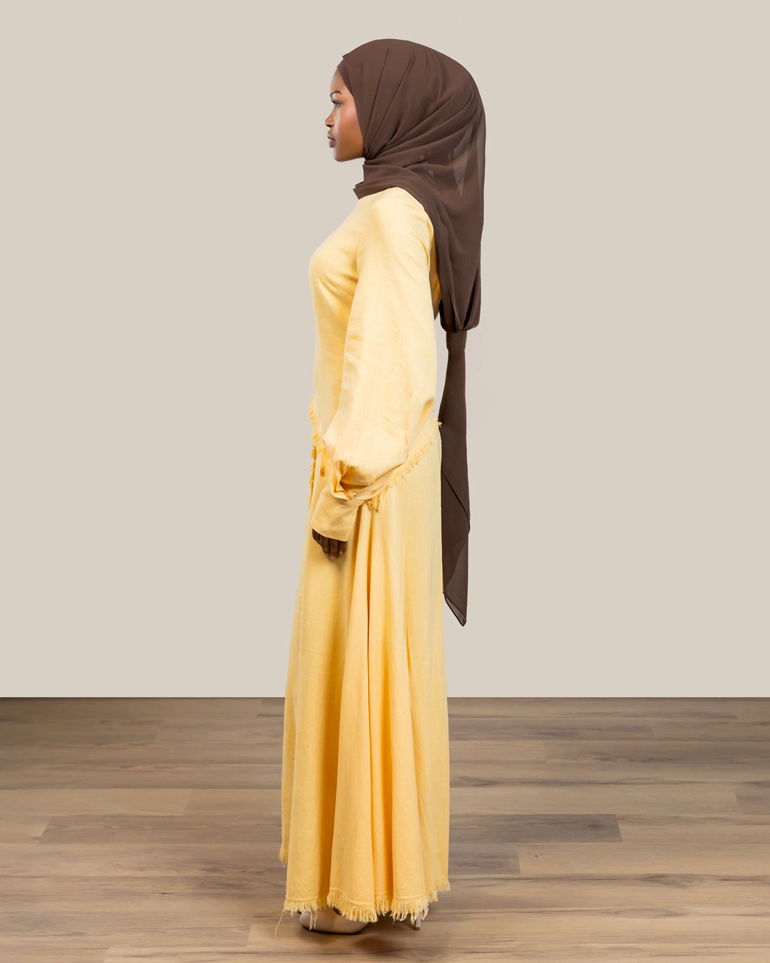 mustard yellow dress with hijab Modest Mustard Long Sleeve Dress 14131HR