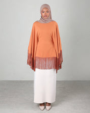 Lara Fringe Cape | Terracotta