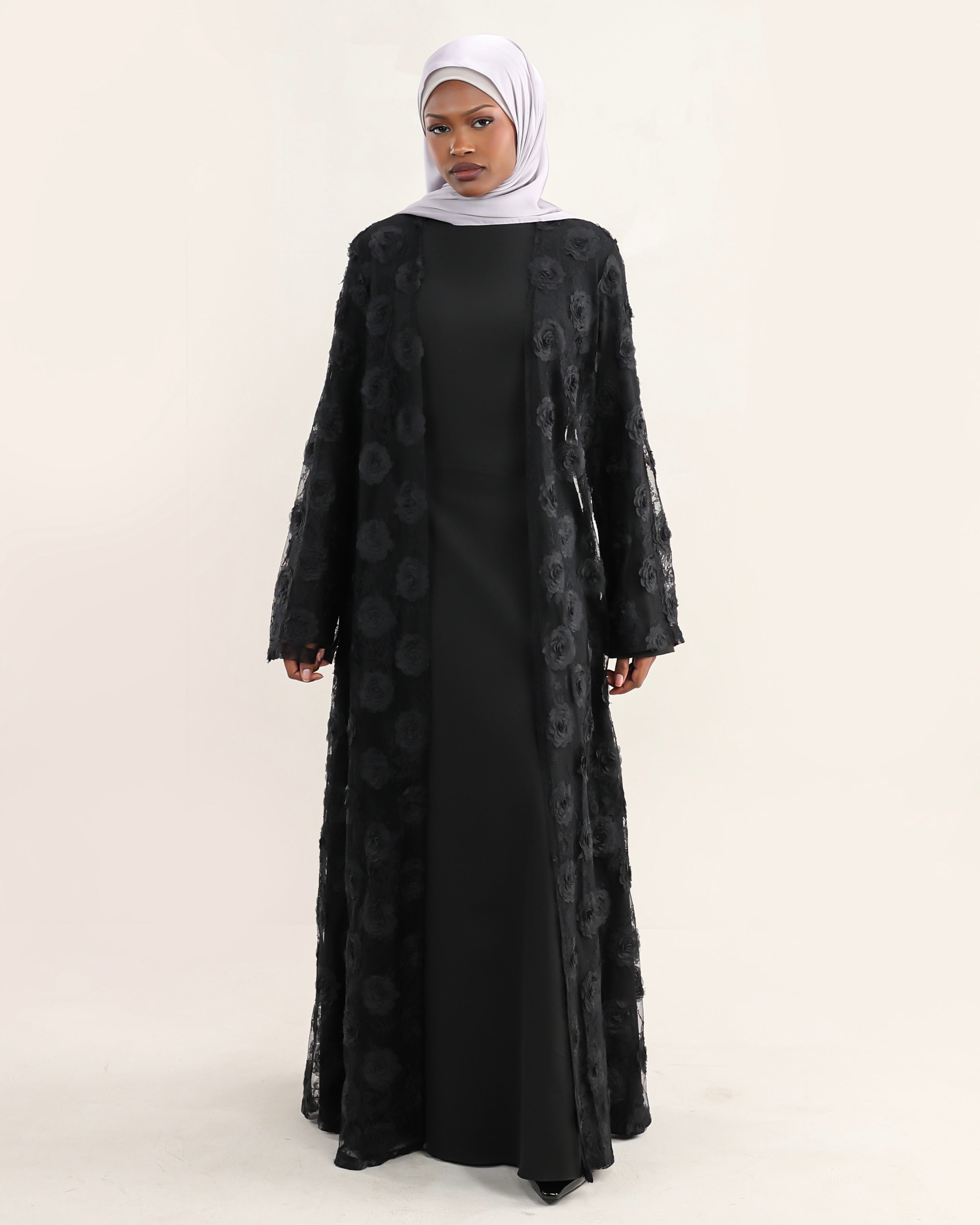 Wardeh Floral Abaya | Noir