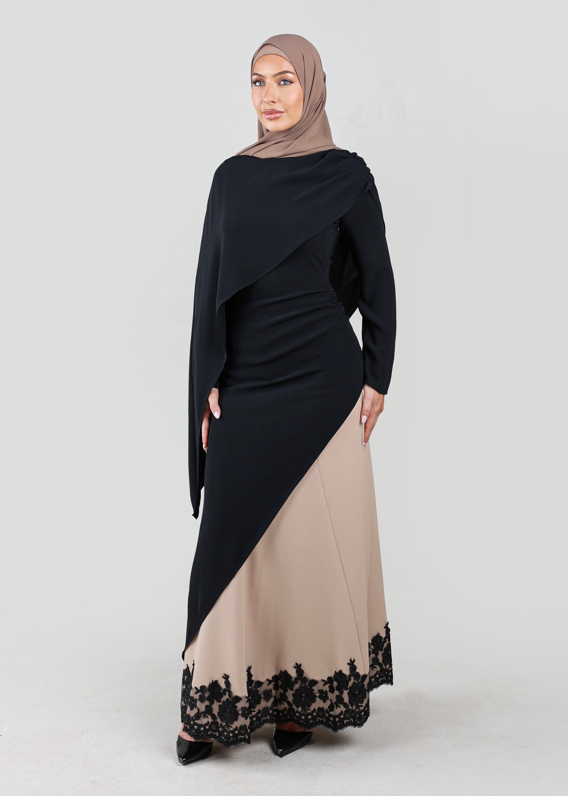 Aleen Asymmetrical Cape Tunic | Noir
