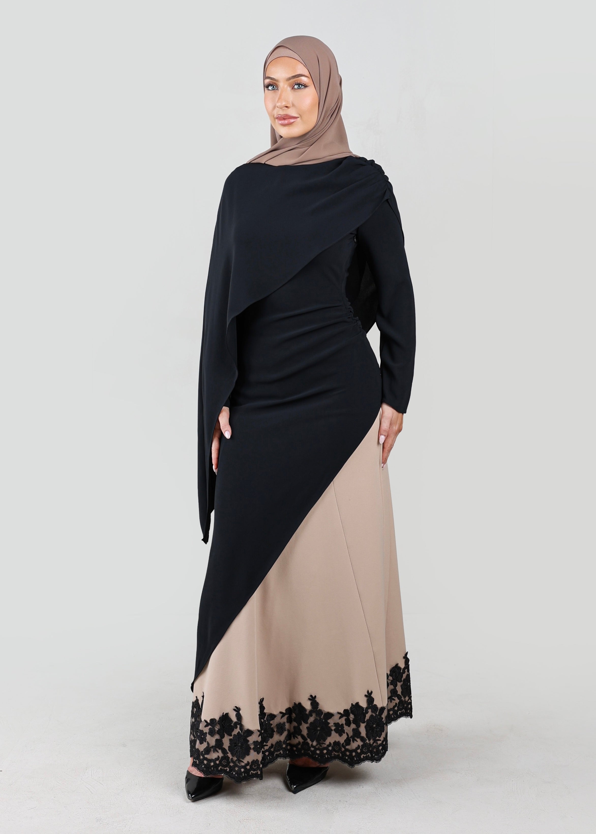 Aleen Asymmetrical Cape Tunic | Noir