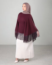 Lara Fringe Cape | Burgundy