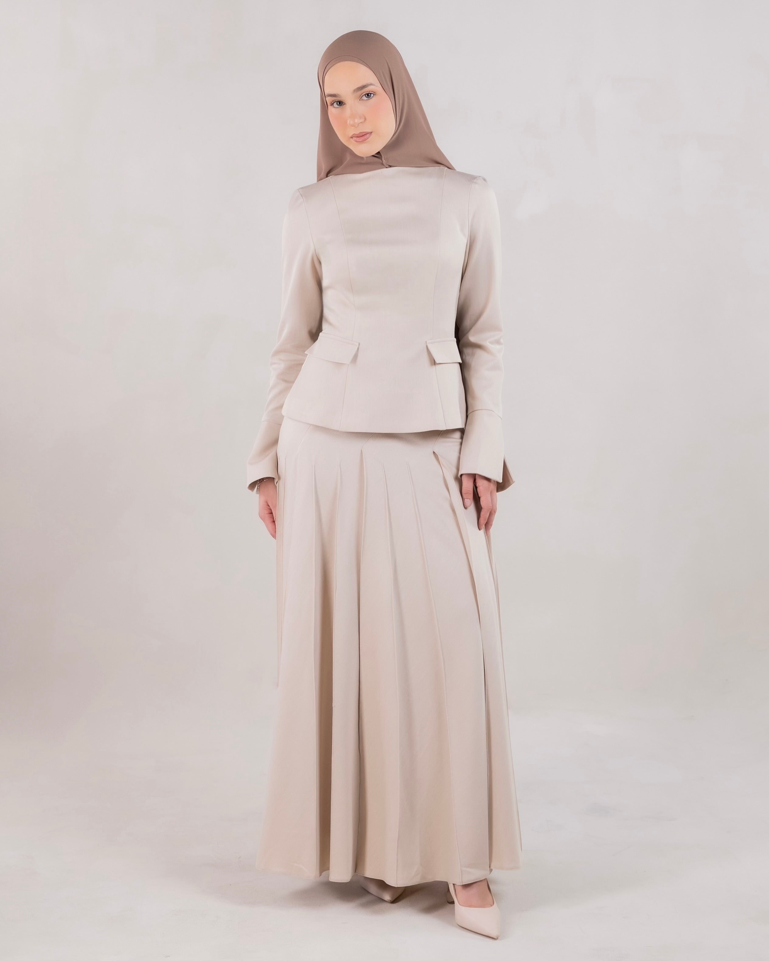 Amara Pleated Skirt | Oatmeal