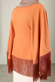 Lara Fringe Cape | Terracotta