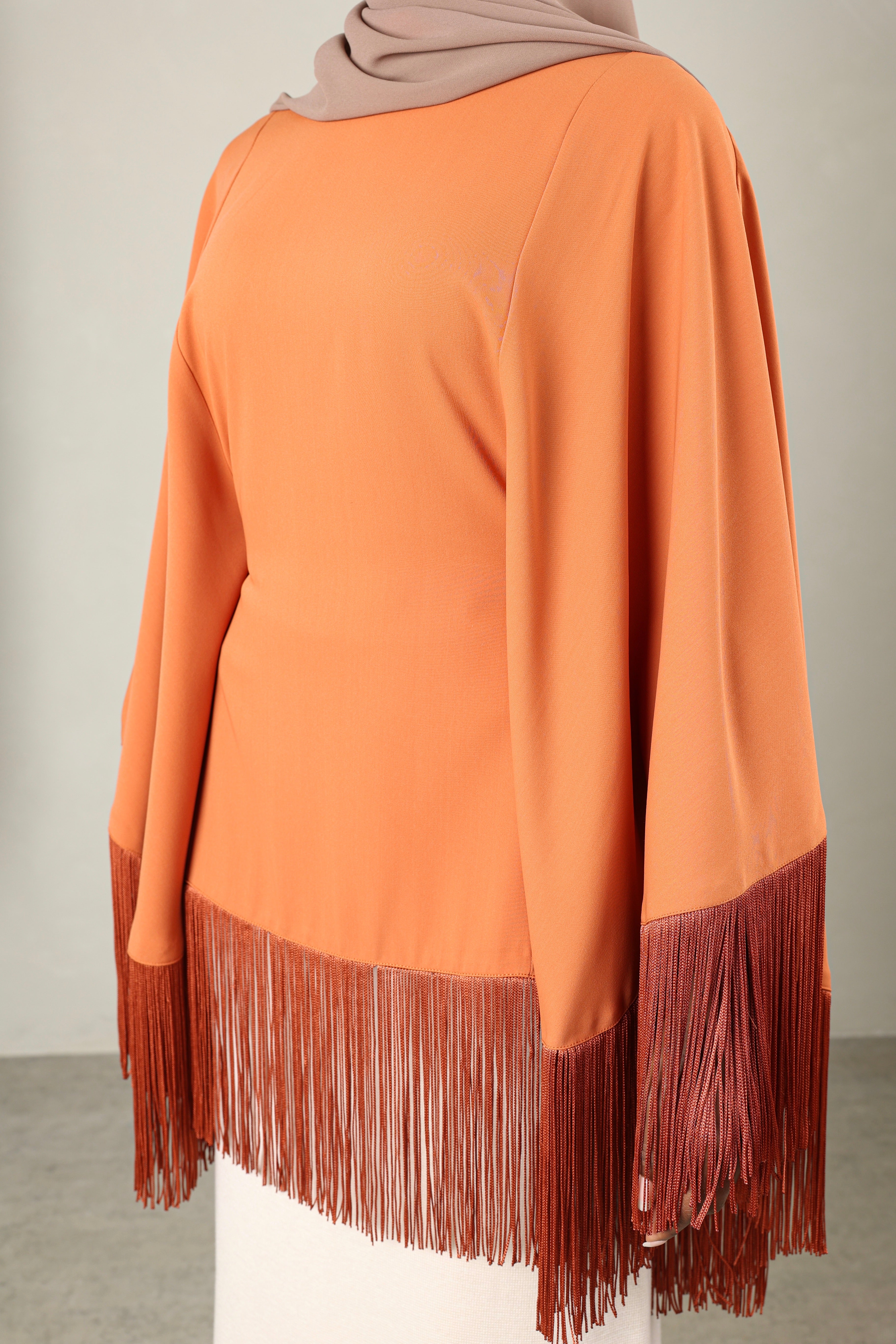 Lara Fringe Cape | Terracotta