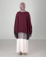 Lara Fringe Cape | Burgundy